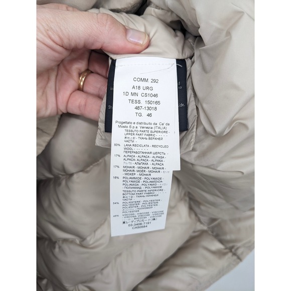 Seventy Sergio Tegon Wool Coat Womens 46 Beige Alpaca Mohair‎ Down Filled Jacket - Picture 6 of 12
